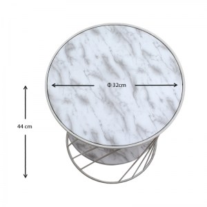 meg-GP030-0037,4-3 ΒΟΗΘΗΤΙΚΟ ΤΡΑΠΕΖΑΚΙ JASPIN MEGAPAP ΜΕΤΑΛΛΙΚΟ - MDF ΧΡΩΜΑ ΛΕΥΚΟ-ΛΕΥΚΟ ΕΦΕ ΜΑΡΜΑΡΟΥ 32X32X44ΕΚ.