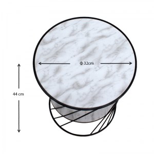 meg-GP030-0037,5-3 ΒΟΗΘΗΤΙΚΟ ΤΡΑΠΕΖΑΚΙ JASPIN MEGAPAP ΜΕΤΑΛΛΙΚΟ - MDF ΧΡΩΜΑ ΜΑΥΡΟ-ΛΕΥΚΟ ΕΦΕ ΜΑΡΜΑΡΟΥ 32X32X44ΕΚ.