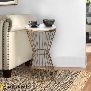 meg-GP030-0039,2-1 ΒΟΗΘΗΤΙΚΟ ΤΡΑΠΕΖΑΚΙ HOFFMAN MEGAPAP ΜΕΤΑΛΛΙΚΟ - MDF ΧΡΩΜΑ ΛΕΥΚΟ - ΧΡΥΣΟ 35X35X58ΕΚ.