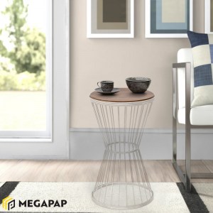 meg-GP030-0039,3-1 ΒΟΗΘΗΤΙΚΟ ΤΡΑΠΕΖΑΚΙ HOFFMAN MEGAPAP ΜΕΤΑΛΛΙΚΟ - MDF ΧΡΩΜΑ ΚΑΡΥΔΙ - ΛΕΥΚΟ 35X35X58ΕΚ.