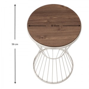 meg-GP030-0039,3-3 ΒΟΗΘΗΤΙΚΟ ΤΡΑΠΕΖΑΚΙ HOFFMAN MEGAPAP ΜΕΤΑΛΛΙΚΟ - MDF ΧΡΩΜΑ ΚΑΡΥΔΙ - ΛΕΥΚΟ 35X35X58ΕΚ.
