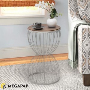 meg-GP030-0040,3-1 ΒΟΗΘΗΤΙΚΟ ΤΡΑΠΕΖΑΚΙ PINO MEGAPAP ΜΕΤΑΛΛΙΚΟ - MDF ΧΡΩΜΑ ΚΑΡΥΔΙ - ΛΕΥΚΟ 35X35X58ΕΚ.