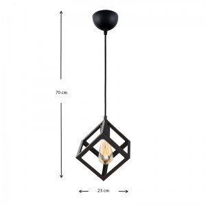 meg-GP030-0045,1-2 ΦΩΤΙΣΤΙΚΟ ΟΡΟΦΗΣ THORA MEGAPAP E27 ΜΕΤΑΛΛΙΚΟ ΜΟΝΟΦΩΤΟ ΧΡΩΜΑ ΜΑΥΡΟ 22X22X70ΕΚ.