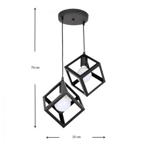 meg-GP030-0046,1-2 ΦΩΤΙΣΤΙΚΟ ΟΡΟΦΗΣ THORA MEGAPAP E27 ΜΕΤΑΛΛΙΚΟ ΔΙΦΩΤΟ ΧΡΩΜΑ ΜΑΥΡΟ 22X22X70ΕΚ.