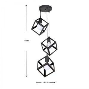 meg-GP030-0047,1-2 ΦΩΤΙΣΤΙΚΟ ΟΡΟΦΗΣ THORA MEGAPAP E27 ΜΕΤΑΛΛΙΚΟ ΤΡΙΦΩΤΟ ΧΡΩΜΑ ΜΑΥΡΟ 22X22X70ΕΚ.