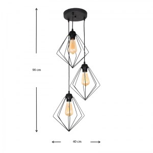 meg-GP030-0050,1-2 ΦΩΤΙΣΤΙΚΟ ΟΡΟΦΗΣ NURA MEGAPAP E27 ΜΕΤΑΛΛΙΚΟ ΤΡΙΦΩΤΟ ΧΡΩΜΑ ΜΑΥΡΟ 21X21X70ΕΚ.