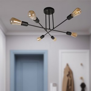 meg-GP030-0066,1-1 ΦΩΤΙΣΤΙΚΟ ΟΡΟΦΗΣ URIELA MEGAPAP E27 ΜΕΤΑΛΛΙΚΟ ΕΞΑΦΩΤΟ ΧΡΩΜΑ ΜΑΥΡΟ 64X64X29ΕΚ.