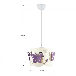 meg-GP030-0112,1-2 ΦΩΤΙΣΤΙΚΟ ΟΡΟΦΗΣ PAPILIA MEGAPAP E27 ΥΦΑΣΜΑΤΙΝΟ ΜΟΝΟΦΩΤΟ ΧΡΩΜΑ ΛΕΥΚΟ - ΛΙΛΑ 20X20X60ΕΚ.