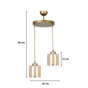 meg-GP030-0127,1-3 ΦΩΤΙΣΤΙΚΟ ΟΡΟΦΗΣ KENEDY MEGAPAP E27 ΜΕΤΑΛΛΙΚΟ - ΓΥΑΛΙΝΟ ΔΙΦΩΤΟ ΧΡΩΜΑ ΧΡΥΣΟ Ø25X80ΕΚ.