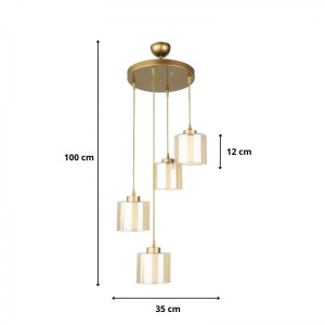 meg-GP030-0129,1-3 ΦΩΤΙΣΤΙΚΟ ΟΡΟΦΗΣ KENEDY MEGAPAP E27 ΜΕΤΑΛΛΙΚΟ - ΓΥΑΛΙΝΟ ΤΕΤΡΑΦΩΤΟ ΧΡΩΜΑ ΧΡΥΣΟ Ø35X100ΕΚ.