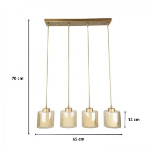 meg-GP030-0130,1-3 ΦΩΤΙΣΤΙΚΟ ΟΡΟΦΗΣ KENEDY MEGAPAP E27 ΜΕΤΑΛΛΙΚΟ - ΓΥΑΛΙΝΟ ΤΕΤΡΑΦΩΤΟ ΧΡΩΜΑ ΧΡΥΣΟ 65X5X70ΕΚ.
