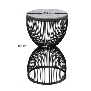 meg-GP030-0140,3-2 ΤΡΑΠΕΖΑΚΙ ΒΟΗΘΗΤΙΚΟ STELLA MEGAPAP ΜΕΤΑΛΛΙΚΟ - MDF ΧΡΩΜΑ ΜΑΥΡΟ - ΛΕΥΚΟ ΕΦΕ ΜΑΡΜΑΡΟΥ Ø34,5X56,5ΕΚ.