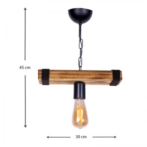 meg-GP036-0004,2-2 ΦΩΤΙΣΤΙΚΟ ΟΡΟΦΗΣ MAKO MEGAPAP E27 ΞΥΛΙΝΟ ΜΟΝΟΦΩΤΟ ΧΡΩΜΑ ΚΑΡΥΔΙ/ΜΑΥΡΟ 30X10X45ΕΚ.