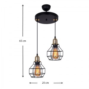 meg-GP036-0007,1-2 ΦΩΤΙΣΤΙΚΟ ΟΡΟΦΗΣ KIKO MEGAPAP E27 ΜΕΤΑΛΛΙΚΟ ΔΙΦΩΤΟ ΧΡΩΜΑ ΜΑΥΡΟ/ΧΡΥΣΟ 25X25X65ΕΚ.