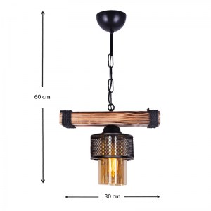 meg-GP036-0011,1-2 ΦΩΤΙΣΤΙΚΟ ΟΡΟΦΗΣ ELIANA MEGAPAP E27 ΞΥΛΙΝΟ/ΜΕΤΑΛΛΙΚΟ ΜΟΝΟΦΩΤΟ ΣΕ ΜΑΥΡΟ/ΚΑΡΥΔΙ 30X15X60ΕΚ.