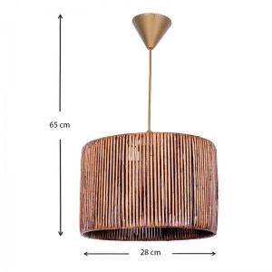 meg-GP036-0016,2-2 ΦΩΤΙΣΤΙΚΟ ΟΡΟΦΗΣ ZALE MEGAPAP Ε27 ΞΥΛΙΝΟ - ΜΠΑΜΠΟΥ ΧΡΩΜΑ ΚΑΦΕ 28X28X65ΕΚ.