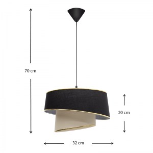 meg-GP036-0032,1-2 ΦΩΤΙΣΤΙΚΟ ΟΡΟΦΗΣ KARITA MEGAPAP E27 ΥΦΑΣΜΑΤΙΝΟ ΜΟΝΟΦΩΤΟ ΧΡΩΜΑ ΜΑΥΡΟ - ΚΡΕΜ 32X32X70ΕΚ.