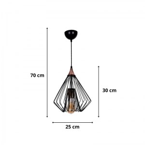 meg-GP036-0036,1-2 ΦΩΤΙΣΤΙΚΟ ΟΡΟΦΗΣ VERDER MEGAPAP E27 ΜΕΤΑΛΛΙΚΟ ΜΟΝΟΦΩΤΟ ΧΡΩΜΑ ΜΑΥΡΟ Ø25X70ΕΚ.