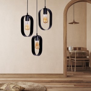 meg-GP036-0049,1-1 ΦΩΤΙΣΤΙΚΟ ΟΡΟΦΗΣ MORDO MEGAPAP E27 ΜΕΤΑΛΛΙΚΟ ΤΡΙΦΩΤΟ ΧΡΩΜΑ ΜΑΥΡΟ Ø30X70ΕΚ.