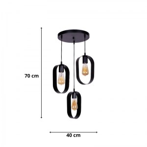meg-GP036-0049,1-2 ΦΩΤΙΣΤΙΚΟ ΟΡΟΦΗΣ MORDO MEGAPAP E27 ΜΕΤΑΛΛΙΚΟ ΤΡΙΦΩΤΟ ΧΡΩΜΑ ΜΑΥΡΟ 40X40X70ΕΚ.