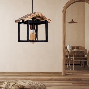 meg-GP036-0052,1-1 ΦΩΤΙΣΤΙΚΟ ΟΡΟΦΗΣ KALE MEGAPAP E27 ΞΥΛΙΝΟ ΜΟΝΟΦΩΤΟ ΧΡΩΜΑ ΜΑΥΡΟ - ΦΥΣΙΚΟ 25X18X65ΕΚ.