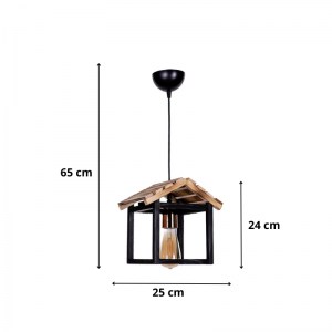 meg-GP036-0052,1-2 ΦΩΤΙΣΤΙΚΟ ΟΡΟΦΗΣ KALE MEGAPAP E27 ΞΥΛΙΝΟ ΜΟΝΟΦΩΤΟ ΧΡΩΜΑ ΜΑΥΡΟ - ΦΥΣΙΚΟ 25X18X65ΕΚ.