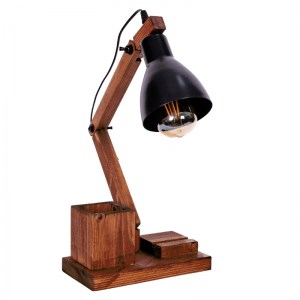 meg-GP036-0055,1-0 ΦΩΤΙΣΤΙΚΟ ΓΡΑΦΕΙΟΥ DILAY MEGAPAP E27 ΞΥΛΙΝΟ - ΜΕΤΑΛΛΙΚΟ ΧΡΩΜΑ ΜΑΥΡΟ - ΚΑΡΥΔΙ 23X12X45ΕΚ.