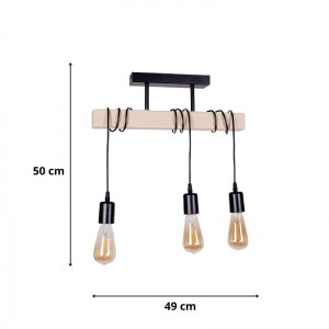 meg-GP036-0057,1-2 ΦΩΤΙΣΤΙΚΟ ΟΡΟΦΗΣ RADOVAN MEGAPAP E27 ΞΥΛΙΝΟ ΤΡΙΦΩΤΟ ΧΡΩΜΑ ΦΥΣΙΚΟ - ΜΑΥΡΟ 49X5X50ΕΚ.