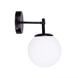 meg-GP036-0059,1-2 ΑΠΛΙΚΑ ΤΟΙΧΟΥ VITO MEGAPAP E27 ΜΕΤΑΛΛΙΚΗ - ΓΥΑΛΙΝΗ ΧΡΩΜΑ ΜΑΥΡΟ - ΛΕΥΚΟ 12X20X25ΕΚ.