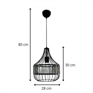 meg-GP036-0065,1-4 ΦΩΤΙΣΤΙΚΟ ΟΡΟΦΗΣ MERLIN MEGAPAP E27 ΜΕΤΑΛΛΙΚΟ - ΓΥΑΛΙΝΟ ΜΟΝΟΦΩΤΟ ΧΡΩΜΑ ΜΑΥΡΟ Ø28X80ΕΚ.