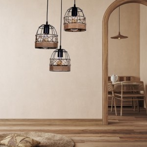 meg-GP036-0068,1-1 ΦΩΤΙΣΤΙΚΟ ΟΡΟΦΗΣ LINO MEGAPAP E27 ΜΕΤΑΛΛΙΚΟ - ΣΧΟΙΝΙ ΤΡΙΦΩΤΟ ΧΡΩΜΑ ΜΑΥΡΟ 40X40X80ΕΚ.