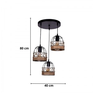 meg-GP036-0068,1-2 ΦΩΤΙΣΤΙΚΟ ΟΡΟΦΗΣ LINO MEGAPAP E27 ΜΕΤΑΛΛΙΚΟ - ΣΧΟΙΝΙ ΤΡΙΦΩΤΟ ΧΡΩΜΑ ΜΑΥΡΟ 40X40X80ΕΚ.