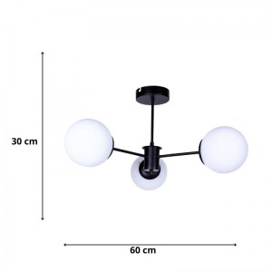 meg-GP036-0070,1-2 ΦΩΤΙΣΤΙΚΟ ΟΡΟΦΗΣ FUNE MEGAPAP E27 ΜΕΤΑΛΛΙΚΟ - ΓΥΑΛΙΝΟ ΤΡΙΦΩΤΟ ΧΡΩΜΑ ΜΑΥΡΟ - ΛΕΥΚΟ Ø60X30ΕΚ.