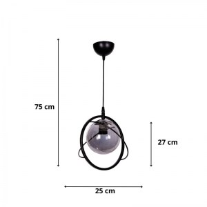 meg-GP036-0079,1-2 ΦΩΤΙΣΤΙΚΟ ΟΡΟΦΗΣ GLOBE MEGAPAP E27 ΜΕΤΑΛΛΙΚΟ ΜΟΝΟΦΩΤΟ ΧΡΩΜΑ ΜΑΥΡΟ Ø25X75ΕΚ.