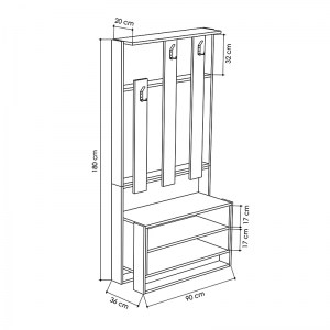 meg-GP037-0003,1-2 ΕΠΙΠΛΟ ΕΙΣΟΔΟΥ ANAERYS MEGAPAP ΑΠΟ ΜΕΛΑΜΙΝΗ ΧΡΩΜΑ ΦΥΣΙΚΟ ΟΞΙΑΣ - ΛΕΥΚΟ 90X36X180ΕΚ.