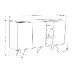 meg-GP037-0004,9-3 ΜΠΟΥΦΕΣ CLARA MEGAPAP ΧΡΩΜΑ SANDSTONE 142X35,6X83ΕΚ.
