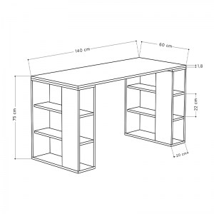 meg-GP037-0005,1-2 ΓΡΑΦΕΙΟ ΕΡΓΑΣΙΑΣ PONTUS MEGAPAP ΑΠΟ ΜΕΛΑΜΙΝΗ ΧΡΩΜΑ ΑΝΘΡΑΚΙ - ΛΕΥΚΟ 140X60X75ΕΚ