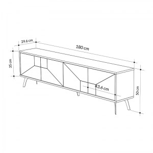 meg-GP037-0009,1-3 ΕΠΙΠΛΟ ΤΗΛΕΟΡΑΣΗΣ GIACOMO MEGAPAP ΑΠΟ ΜΕΛΑΜΙΝΗ ΧΡΩΜΑ ΛΕΥΚΟ ΑΝΤΙΚΕ 180X29,6X50ΕΚ.