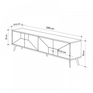 meg-GP037-0009,1-5 ΕΠΙΠΛΟ ΤΗΛΕΟΡΑΣΗΣ DUNE MEGAPAP ΑΠΟ ΜΕΛΑΜΙΝΗ ΧΡΩΜΑ ΛΕΥΚΟ ΑΝΤΙΚΕ 180X29,6X50ΕΚ.