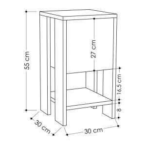 meg-GP037-0010,1-3 ΚΟΜΟΔΙΝΟ ΜΕΛΑΜΙΝΗΣ SIDON MEGAPAP ΧΡΩΜΑ ΑΝΘΡΑΚΙ 30X30X55ΕΚ.