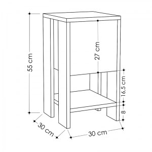 meg-GP037-0010,5-5 ΚΟΜΟΔΙΝΟ EMA MEGAPAP ΧΡΩΜΑ SAPPHIRE OAK - ΛΕΥΚΟ 30X30X55ΕΚ.