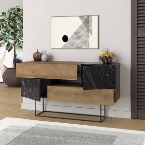 meg-GP037-0011,1-1 ΚΟΝΣΟΛΑ - ΜΠΟΥΦΕΣ ΜΕΛΑΜΙΝΗΣ AMEDEO MEGAPAP ΑΝΟΙΧΤΟ ΚΑΦΕ/ΜΑΥΡΟ ΕΦΕ ΜΑΡΜΑΡΟΥ 145X40X82ΕΚ.
