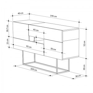 meg-GP037-0011,1-3 ΚΟΝΣΟΛΑ - ΜΠΟΥΦΕΣ ΜΕΛΑΜΙΝΗΣ AMEDEO MEGAPAP ΑΝΟΙΧΤΟ ΚΑΦΕ/ΜΑΥΡΟ ΕΦΕ ΜΑΡΜΑΡΟΥ 145X40X82ΕΚ.