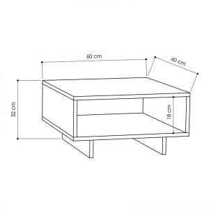 meg-GP037-0016,3-2 ΤΡΑΠΕΖΑΚΙ ΣΑΛΟΝΙΟΥ FREJA MEGAPAP ΜΕΛΑΜΙΝΗΣ ΧΡΩΜΑ ΛΕΥΚΟ - ΑΝΘΡΑΚΙ 60X60X32ΕΚ.