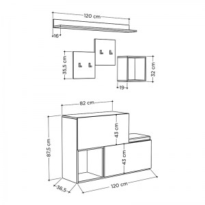 meg-GP037-0017,1-3 ΕΠΙΠΛΟ ΕΙΣΟΔΟΥ-ΠΑΠΟΥΤΣΟΘΗΚΗ JANGO MEGAPAP ΜΕΛΑΜΙΝΗΣ ΦΥΣΙΚΟ ΟΞΙΑΣ/ΑΝΘΡΑΚΙ 120X36,5X87,5ΕΚ.