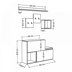 meg-GP037-0017,1-5 ΕΠΙΠΛΟ ΕΙΣΟΔΟΥ-ΠΑΠΟΥΤΣΟΘΗΚΗ HOLDON MEGAPAP ΜΕΛΑΜΙΝΗΣ ΦΥΣΙΚΟ ΟΞΙΑΣ/ΑΝΘΡΑΚΙ 120X36,5X87,5ΕΚ.