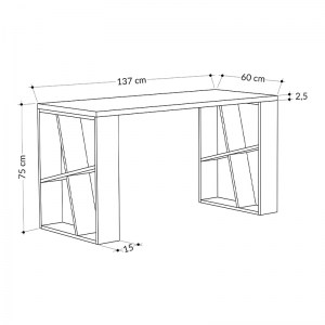 meg-GP037-0019,1-2 ΓΡΑΦΕΙΟ ΕΡΓΑΣΙΑΣ SILMAN MEGAPAP ΑΠΟ ΜΕΛΑΜΙΝΗ ΧΡΩΜΑ ΛΕΥΚΟ - ΑΝΘΡΑΚΙ 137X60X75ΕΚ