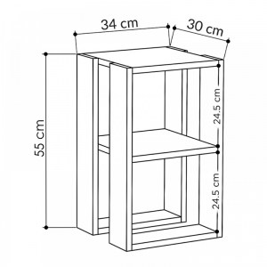 meg-GP037-0026,1-3 ΚΟΜΟΔΙΝΟ - ΤΡΑΠΕΖΑΚΙ ΒΟΗΘΗΤΙΚΟ LONIE MEGAPAP ΑΠΟ ΜΕΛΑΜΙΝΗ ΧΡΩΜΑ ΛΕΥΚΟ 34X30X55ΕΚ.