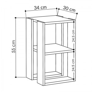 meg-GP037-0026,6-3 ΚΟΜΟΔΙΝΟ - ΤΡΑΠΕΖΑΚΙ ΒΟΗΘΗΤΙΚΟ LONIE MEGAPAP ΑΠΟ ΜΕΛΑΜΙΝΗ ΧΡΩΜΑ ΑΝΘΡΑΚΙ 34X30X55ΕΚ.