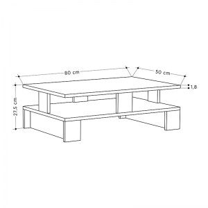 meg-GP037-0030,2-2 ΤΡΑΠΕΖΑΚΙ ΣΑΛΟΝΙΟΥ DOZE MEGAPAP ΜΕΛΑΜΙΝΗΣ ΧΡΩΜΑ ΓΚΡΙ ΡΕΤΡΟ 80X50X27ΕΚ.